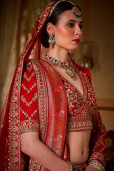 Red Silk Designer Bridal Lehenga with Double Dupatta